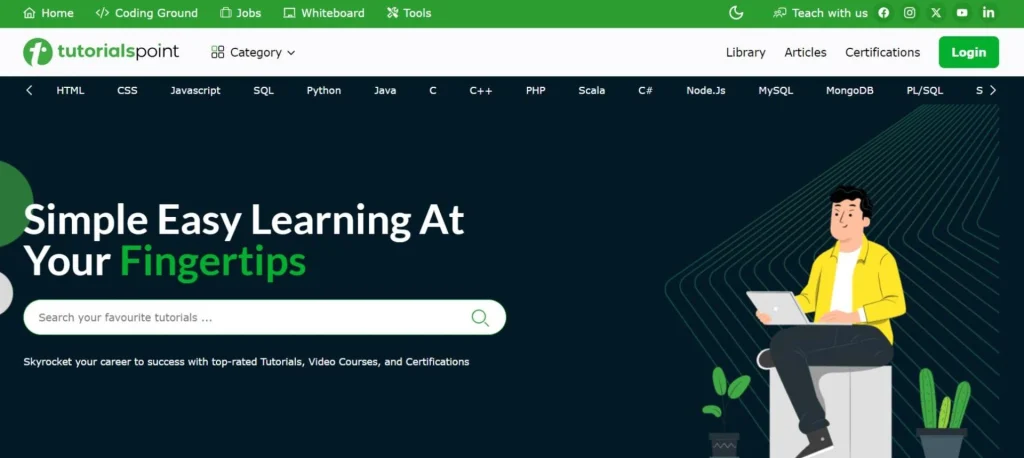 سایت TutorialsPoint برای آموزش برنامهنویسی