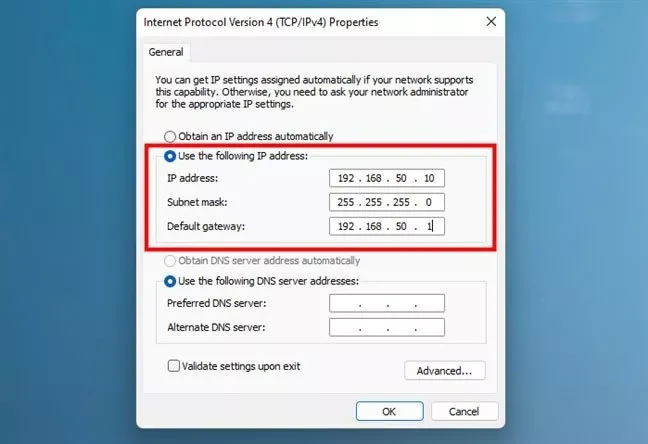 تنظیم IPv4 از Control Panel