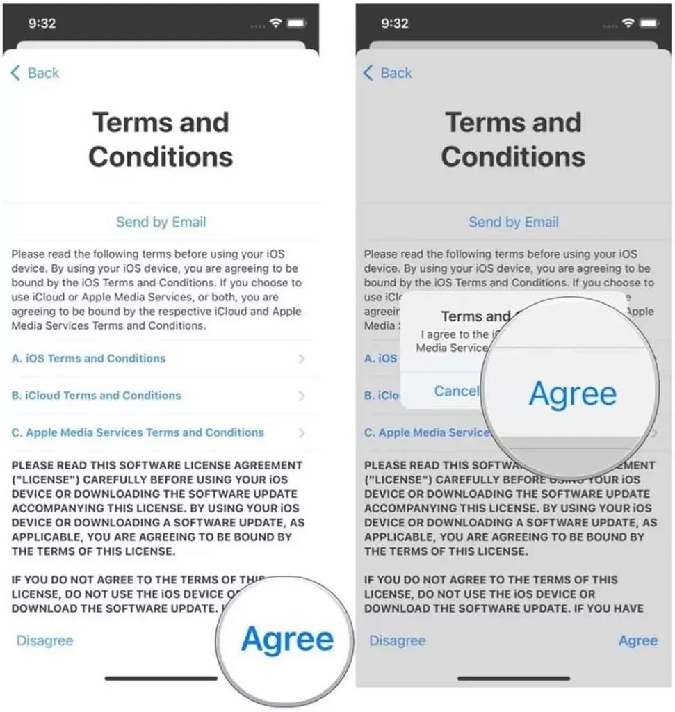 تأیید شرایط Apple Account در آیفون