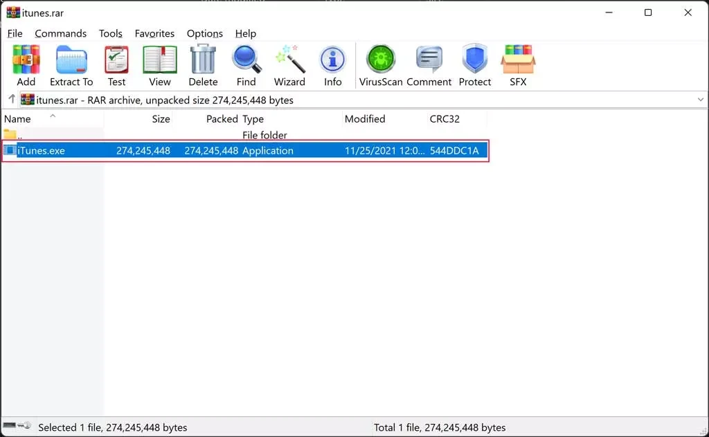 استخراج فایل نصب iTunes