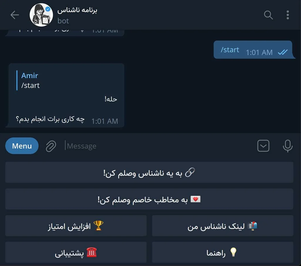 ربات چت ناشناس تلگرام