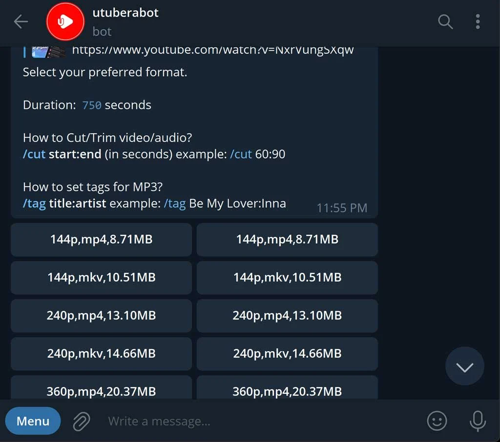 ربات دانلود یوتیوب تلگرام