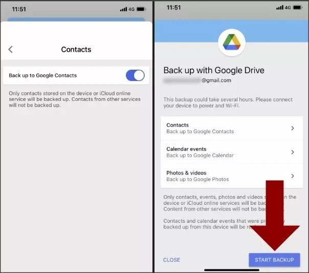 بکاپ مخاطبین آیفون با Google Drive