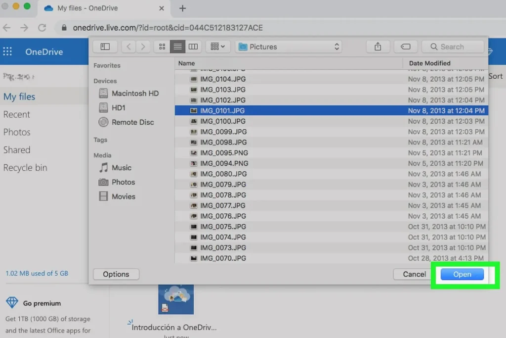 انتقال فایل به آیپد با OneDrive – مرحله 5