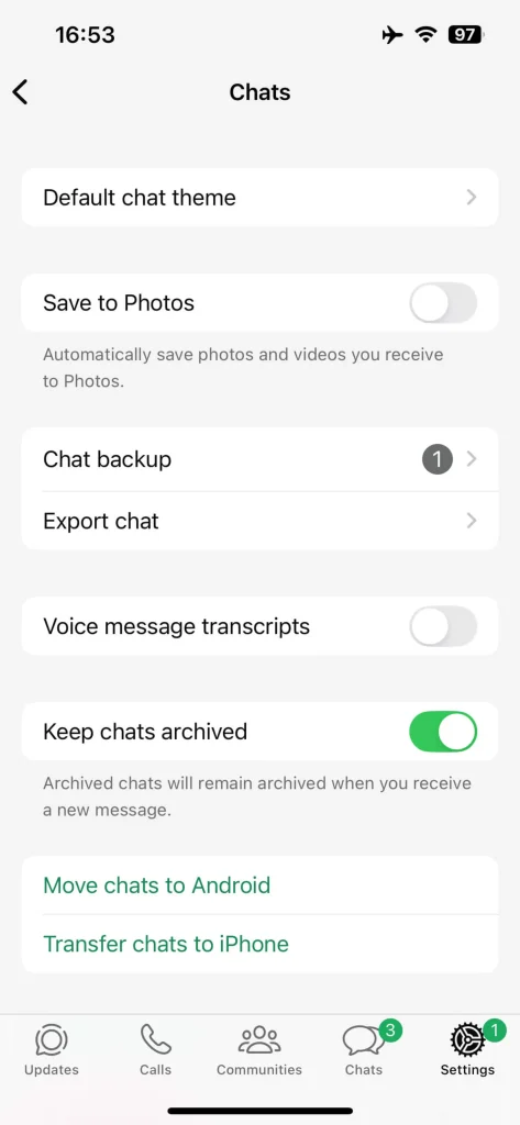 بکاپ واتساپ در آیفون و iCloud – مرحله 7