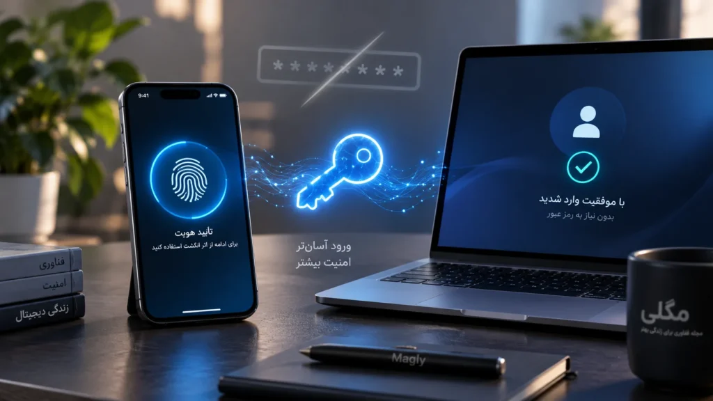 ورود با Passkey در گوشی اندرویدی آیفون و لپتاپ ویندوزی